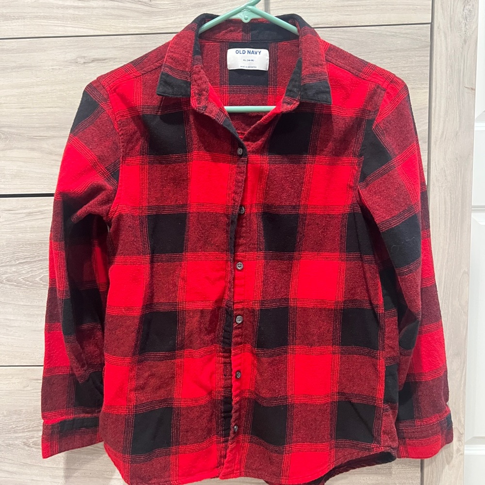 Old Navy Kids Plaid Button-Down Shirt - Red & Black